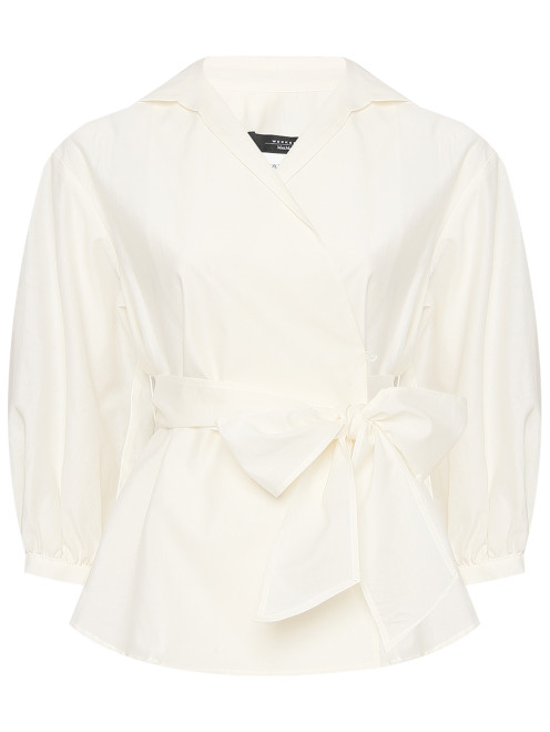 Блуза из хлопка и шелка с поясом Weekend Max Mara - Общий вид