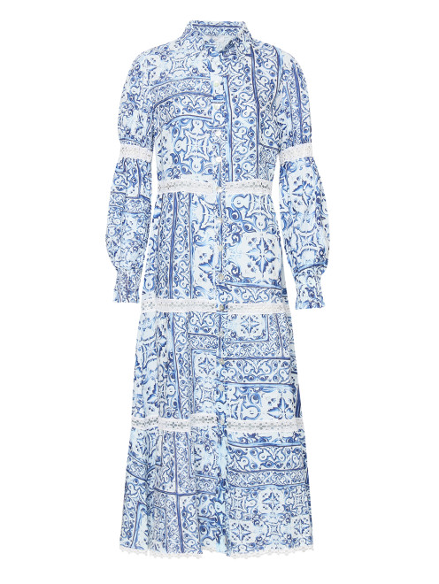 Платье-макси из льна с узором Positano Couture - Общий вид