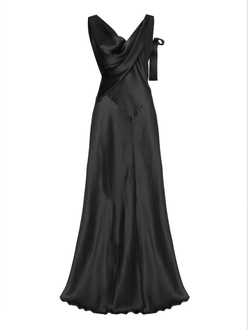 Атласное платье-макси с декоративной драпировкой Alberta Ferretti - Общий вид