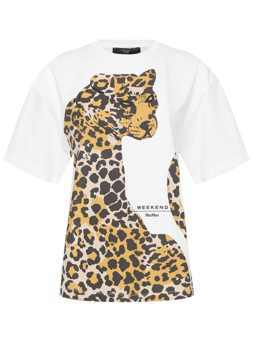 Оверсайз футболка с принтом Леопард Weekend Max Mara - Общий вид