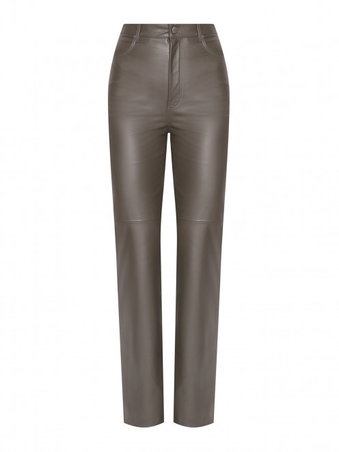 Брюки из кожи прямого кроя Max Mara - Общий вид