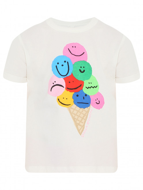 Футболка с узором из хлопка Stella McCartney kids - Общий вид