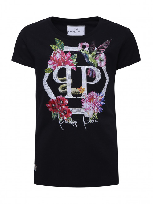 Футболка из хлопка с принтом и стразами Philipp Plein - Общий вид