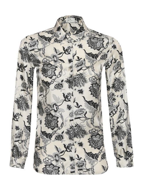 Блуза из шелка с цветочным узором