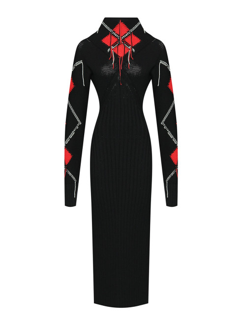 Трикотажное платье из смешанной шерсти с узором Sportmax - Общий вид