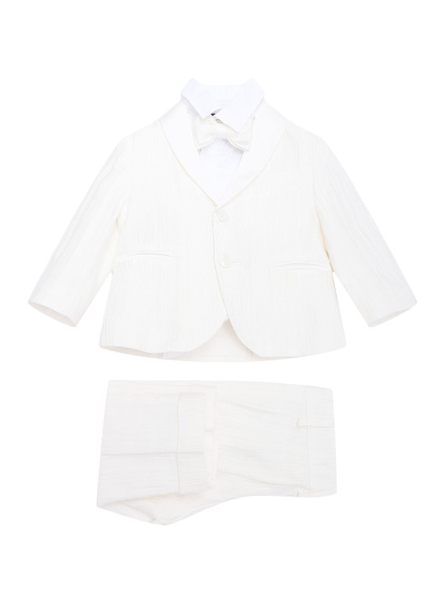 Комплект из смеси льна и хлопка - пиджак,рубашка,брюки,бабочка Treapi - Общий вид