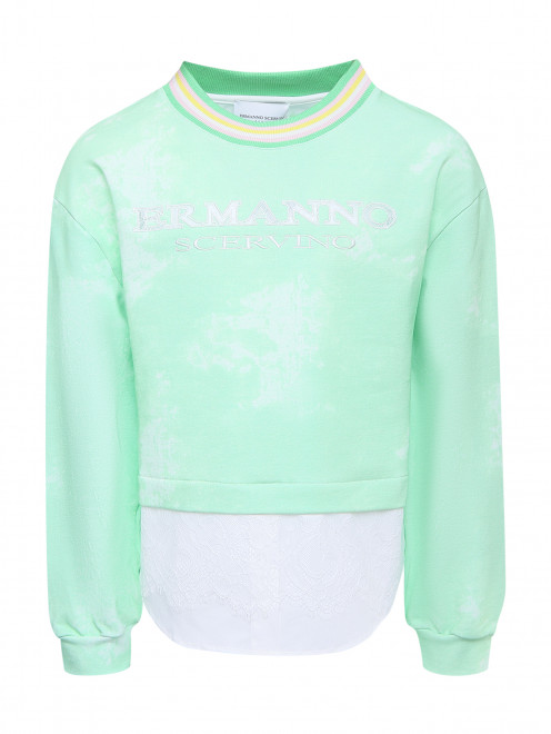 Свитшот с аппликацией из кружева Ermanno Scervino Junior - Общий вид