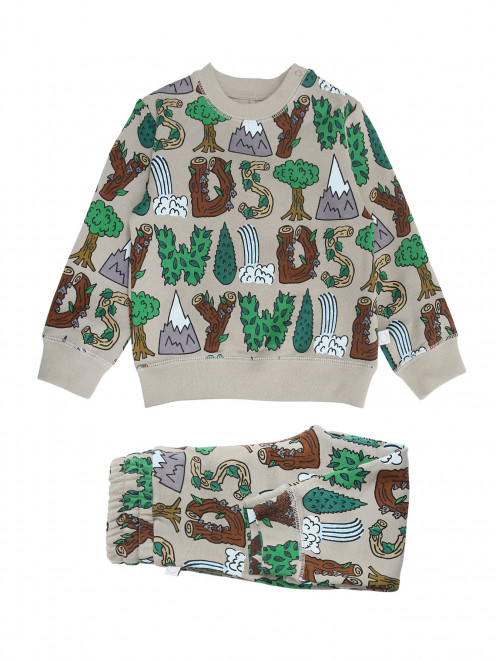 Костюм из хлопка с принтом и узором Stella McCartney kids - Общий вид