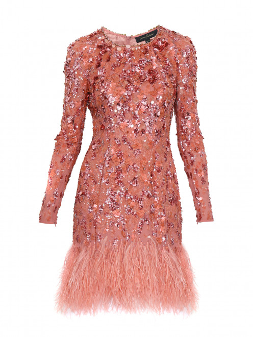 Платье-мини из вискозы с пайетками и перьями Jenny Packham - Общий вид
