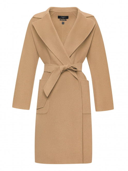 Пальто из шерсти с накладными карманами и поясом Weekend Max Mara - Общий вид