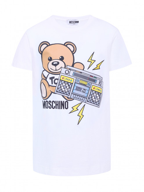 Футболка с принтом и вышивкой Moschino Kid - Общий вид