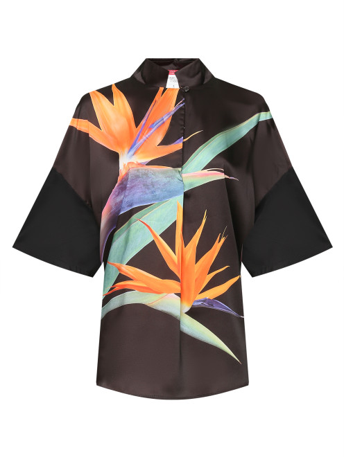 Атласная блуза свободного кроя с узором Marina Rinaldi - Общий вид