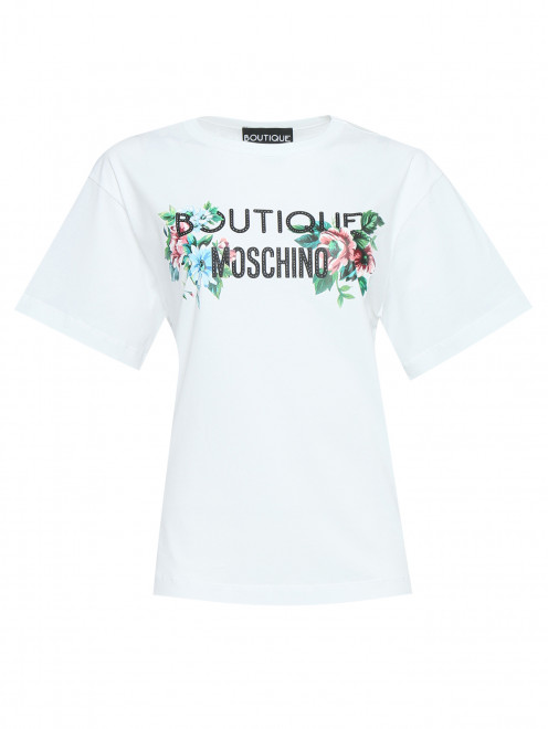 Футболка из хлопка с принтом Moschino Boutique - Общий вид