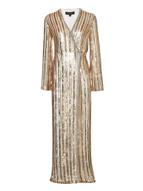 Платье-макси с запахом в пайетках, декорированное кристаллами Jenny Packham - Общий вид