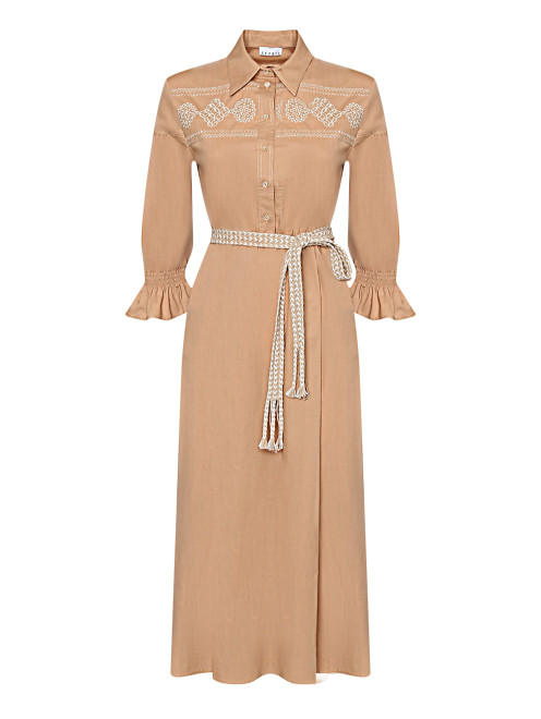 Платье-миди из хлопка с декоративной вышивкой Sfizio - Общий вид