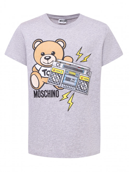 Футболка с принтом и вышивкой Moschino Kid - Общий вид