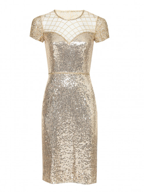 Платье в пайетках, декорированное бисером и кристаллами Jenny Packham - Общий вид