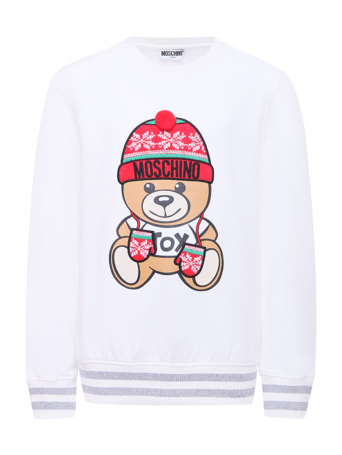 Свитшот из хлопка с аппликацией и принтом Moschino Kid - Общий вид