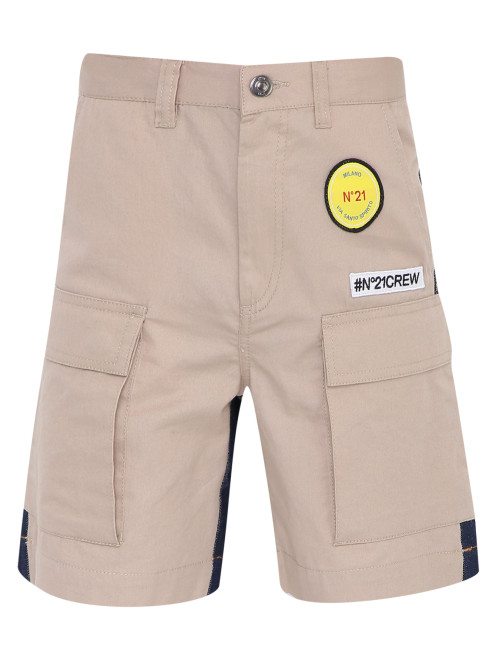 Хлопковые шорты с карманами и нашивками N21 - Общий вид