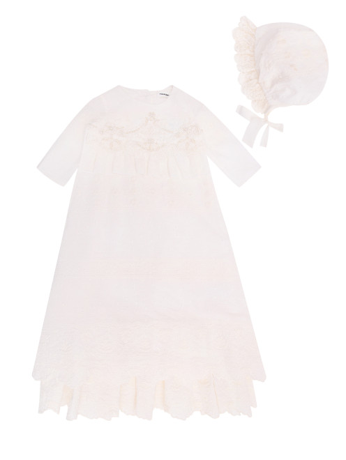 Платье, расшитое бисером, с чепчиком Yudashkin kids - Общий вид