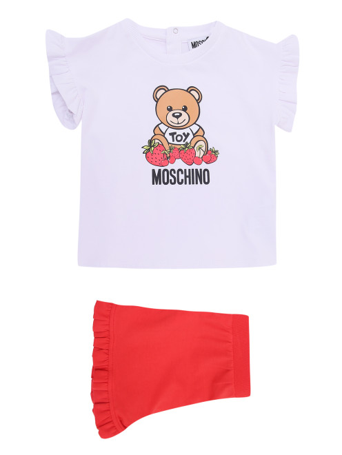 Хлопковый костюм с шортами Moschino - Общий вид