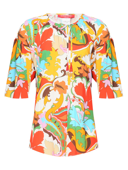 Блуза из вискозы с узором свободного кроя Marina Rinaldi - Общий вид