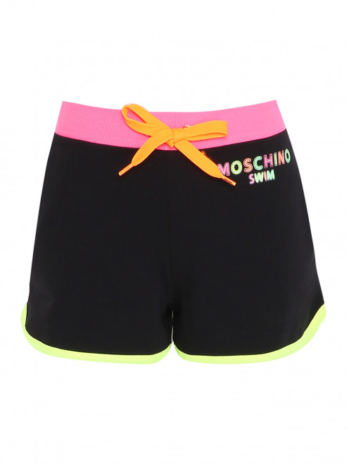 Шорты на резинке из хлопка с принтом Moschino Swim - Общий вид