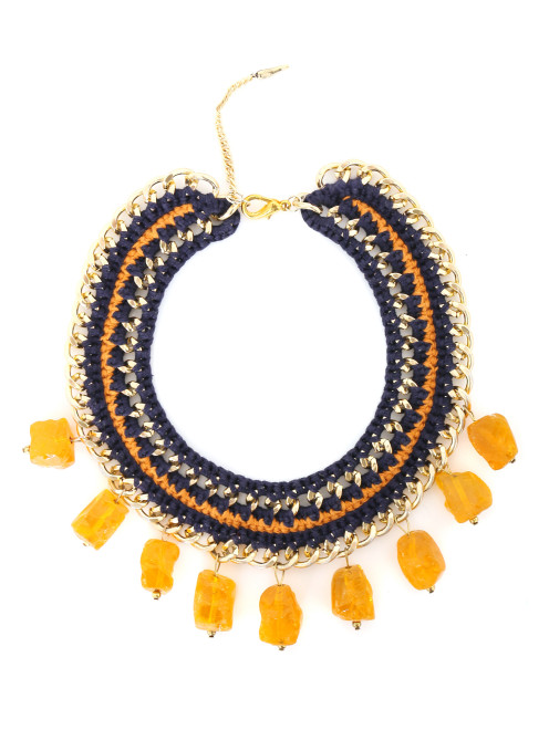 Ожерелье на цепи с отделкой из нитей и янтаря Inga Kazumyan - Общий вид
