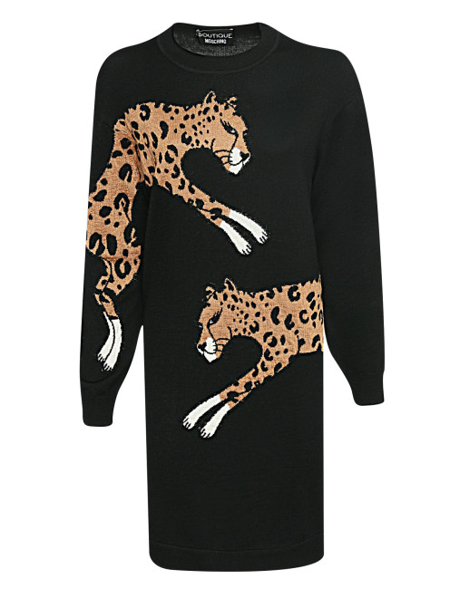 Трикотажное платье из шерсти с узором Moschino Boutique - Общий вид