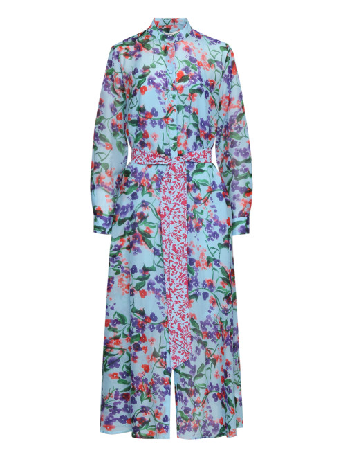 Платье из хлопка и шелка с цветочным узором Saloni - Общий вид